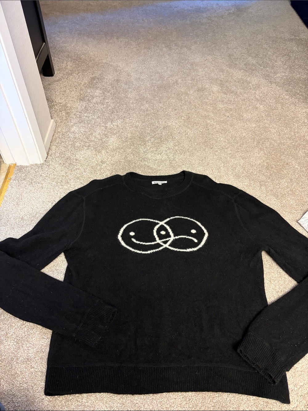 Reformation Crewneck Sweater with Linked Smile Motif - 100% wool